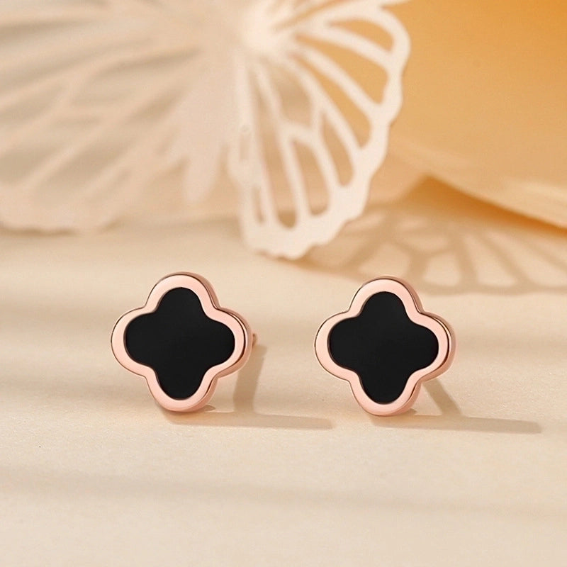 1 Pair Minimalist Heart Shape Flower Inlay Sterling Silver Zircon Ear Studs