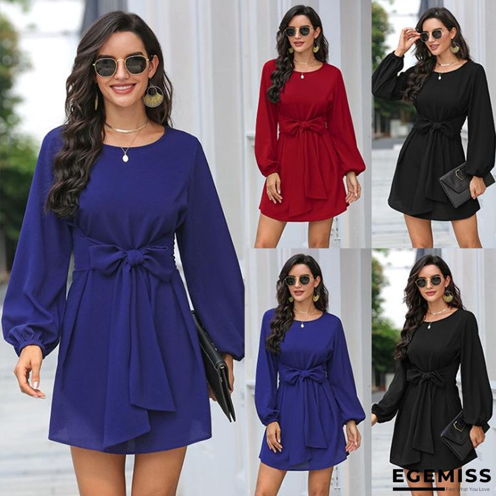 Solid Color Plus Size Loose Simple Dress Belt Temperament Women's Wear | EGEMISS