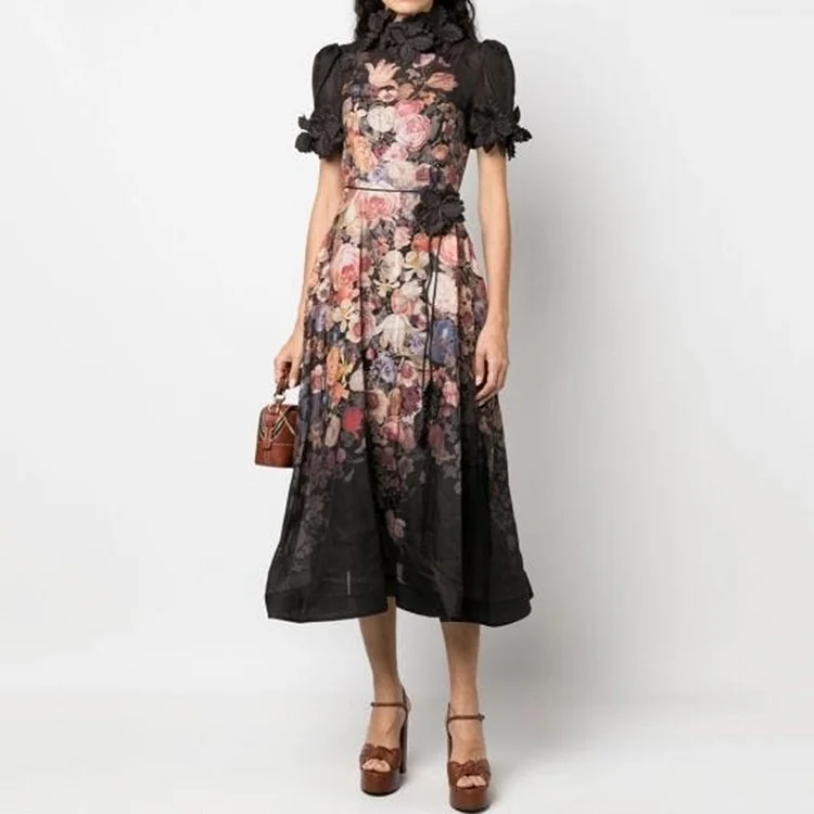 Simpfit Elegantes Midikleid mit Blumendruck