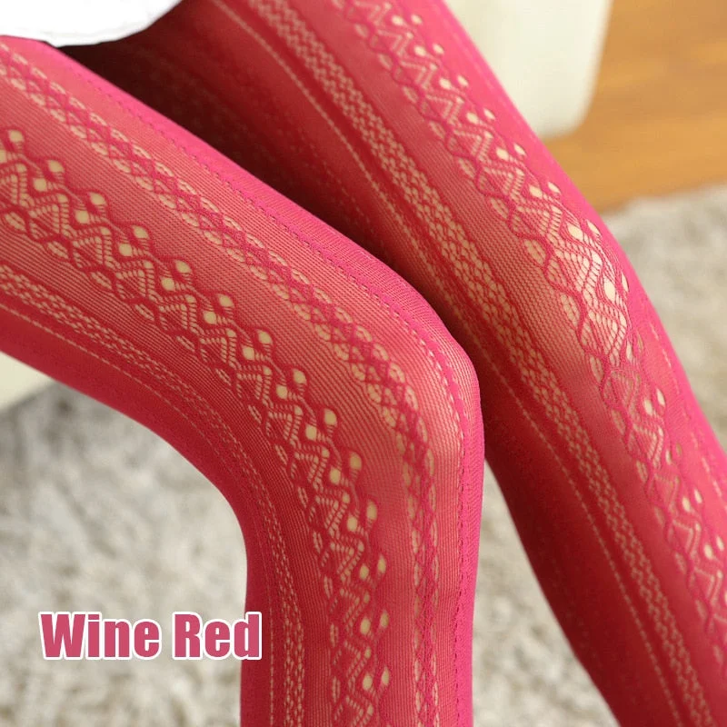 Sexy Lolita Rayon Tights Pantyhose Female Carved Fishnet Hollowed-Out Stocking Muti-Colors Breathable Stretch Leggings 2020 New
