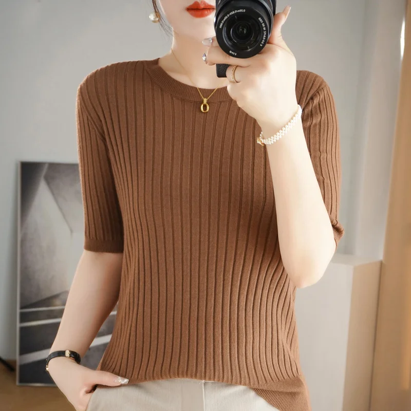 Churchf Churchf Collar Pit Bottom Shirt Women's New Slim Sweater Short Versatile Casual Sweater