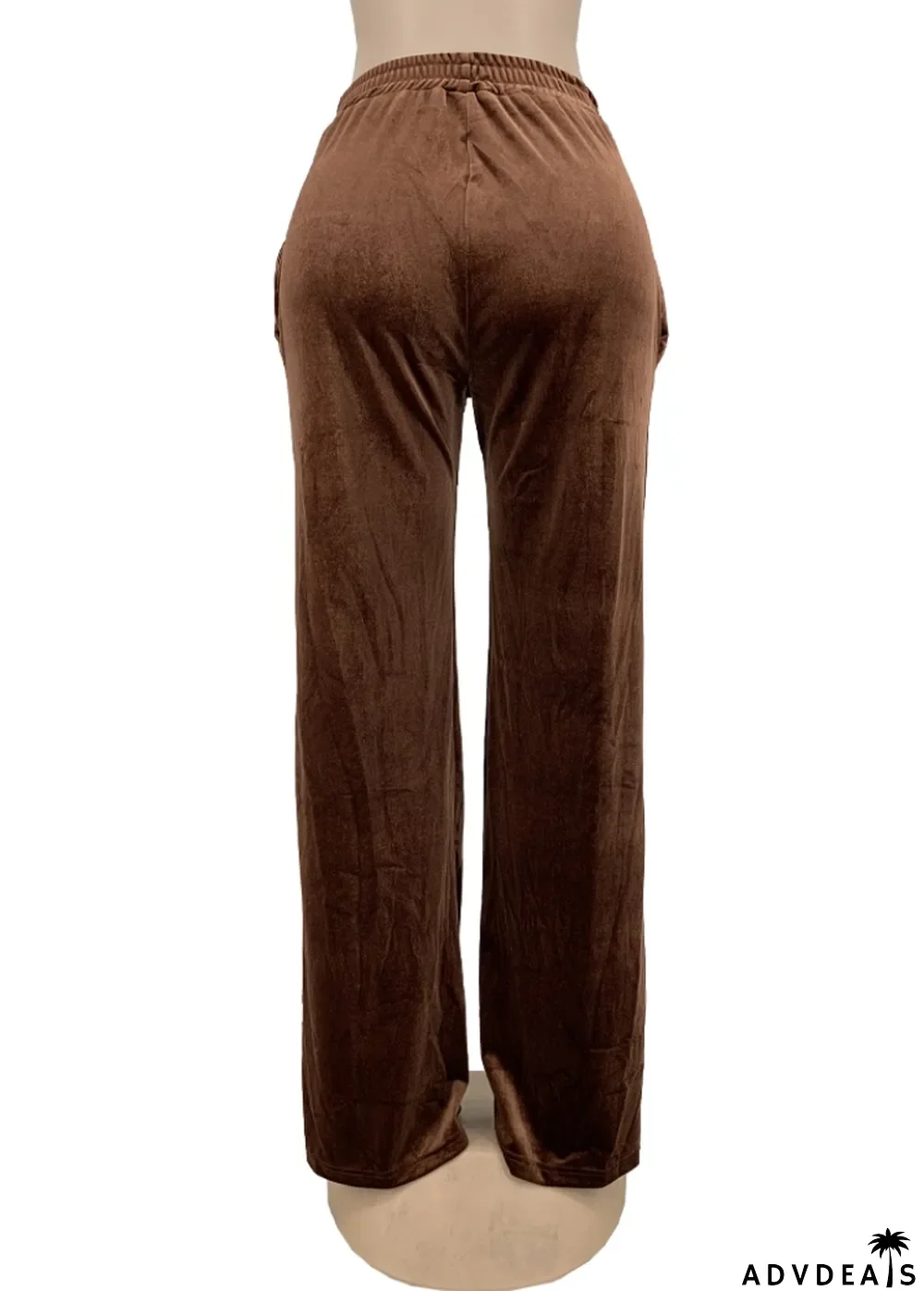 Winter Casual Brown Velvet Jogger Loose Sweatpants