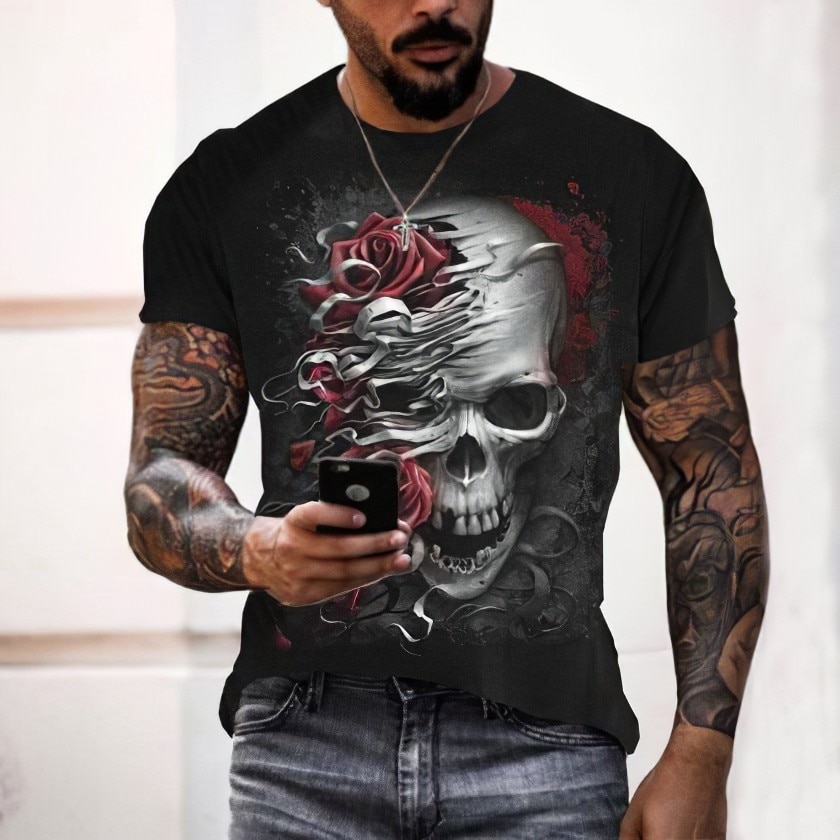 

Skull - 3D Printed Men T Shirt, Xl, 501 Original