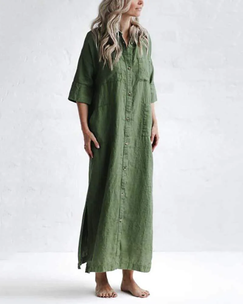 Solid Color Simple Shirt Dress