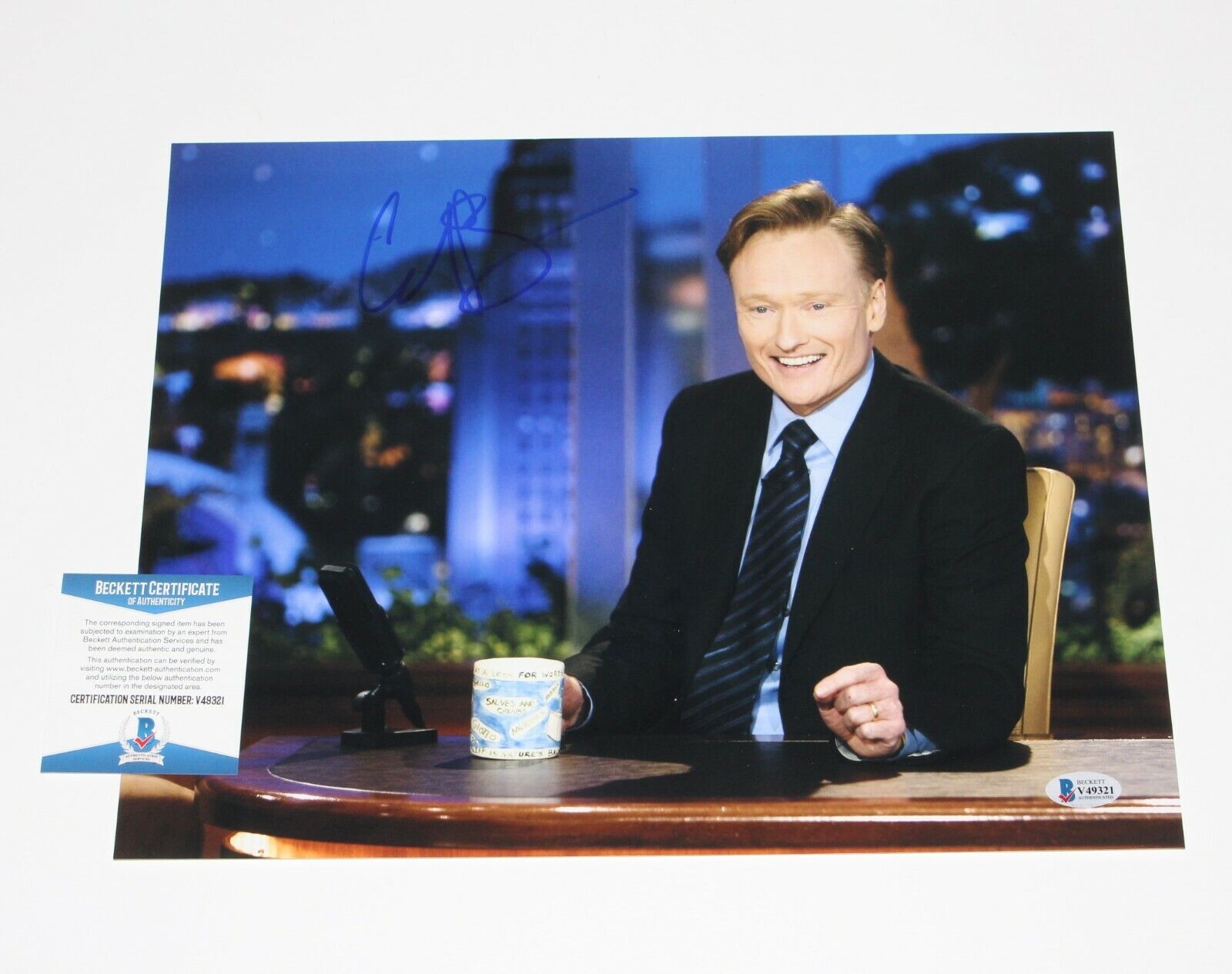 LATE NIGHT HOST CONAN O'BRIEN SIGNED 11x14 Photo Poster painting BECKETT COA BAS TONIGHT SHOW