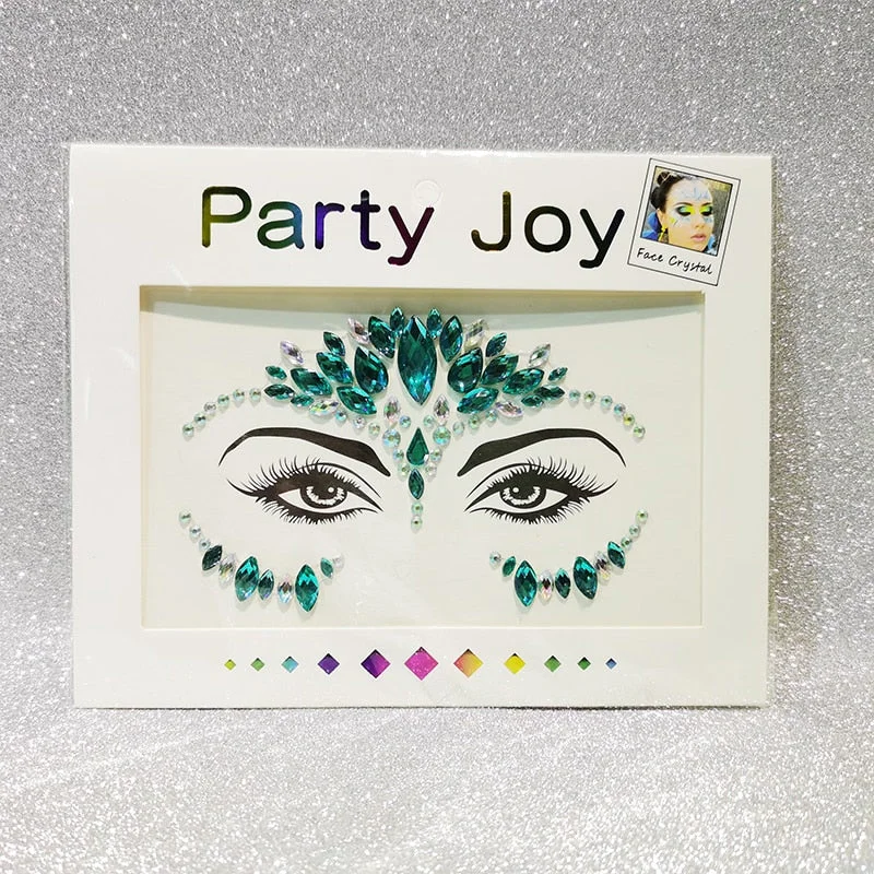 3D Face Jewels Temporary Tattoo Sexy Body Eyeshadow Rhinestone Party Face Sticker Woman Tatoo Crystal Eyes Sticker Face Jewels