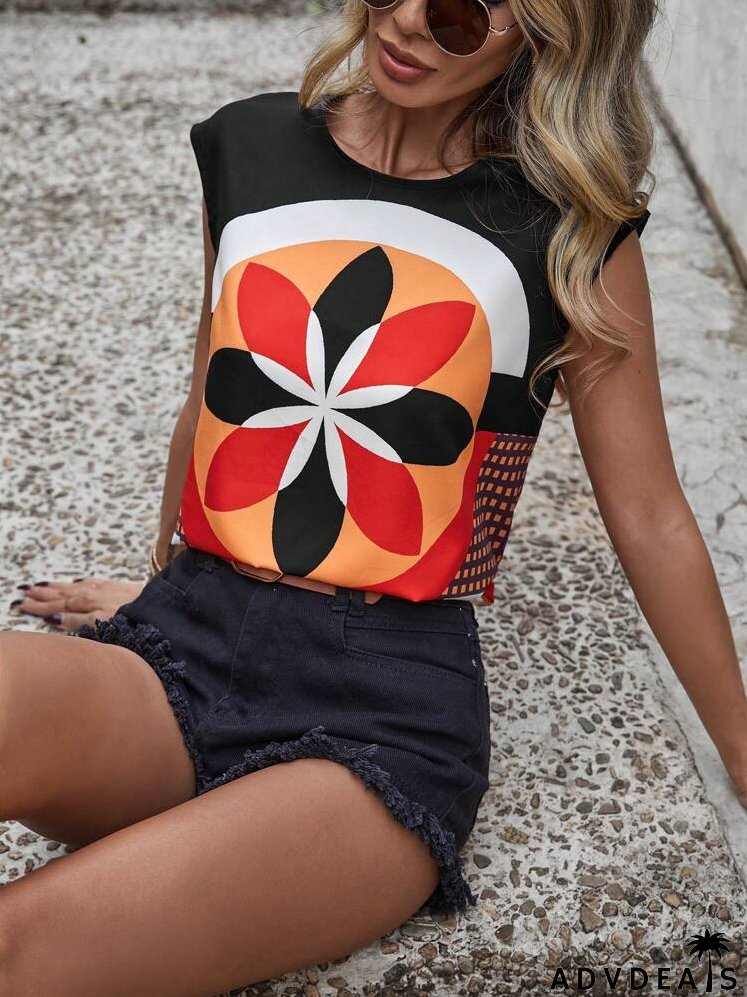 Floral Print Batwing Sleeve Blouse