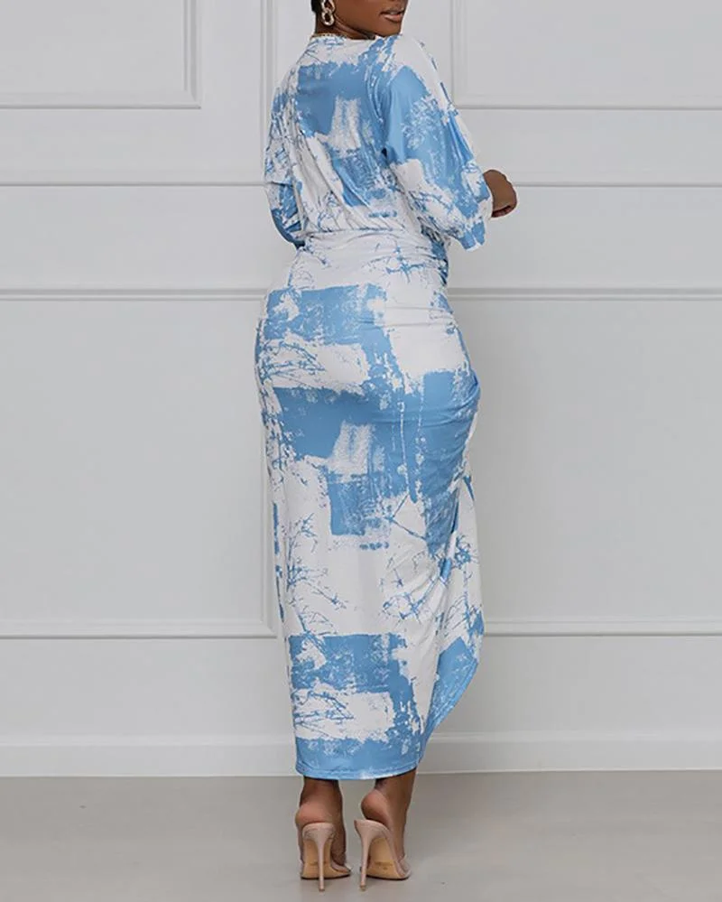 Tie-Dye Printed Irregular Dress