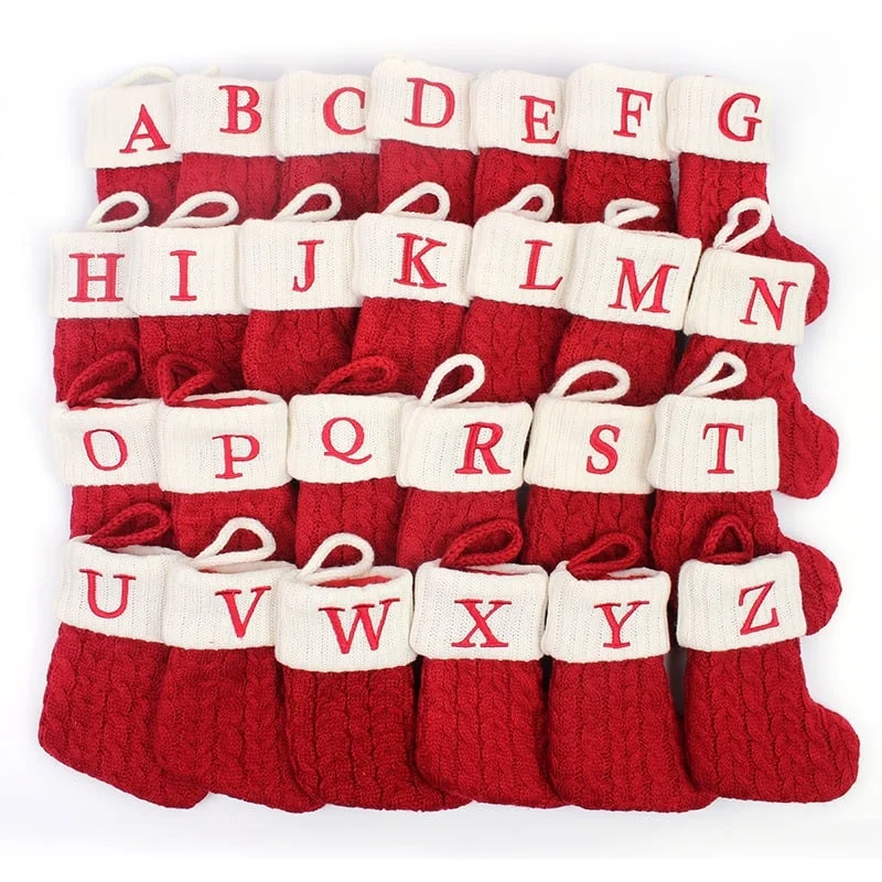 Christmas Red Socks Alphabet Knitting Christmas-Tree Pendant