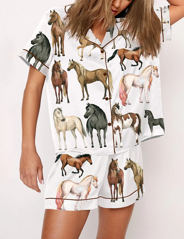 Women's Watercolor Horse Ranch Western Pajama Set