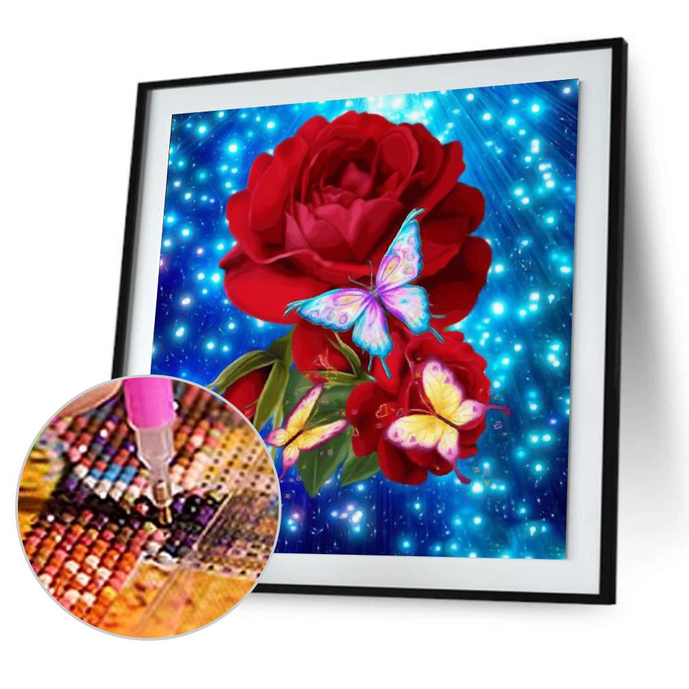 

30*30CM Round Drill Diamond Painting-Red Rose, 501 Original