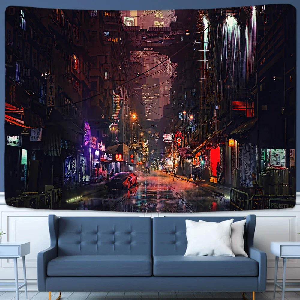 Nigikala Future Steam City Tapestry Art Home Psychedelic Galaxy Hanging Wall Tapestry Hippie Retro Home Decor