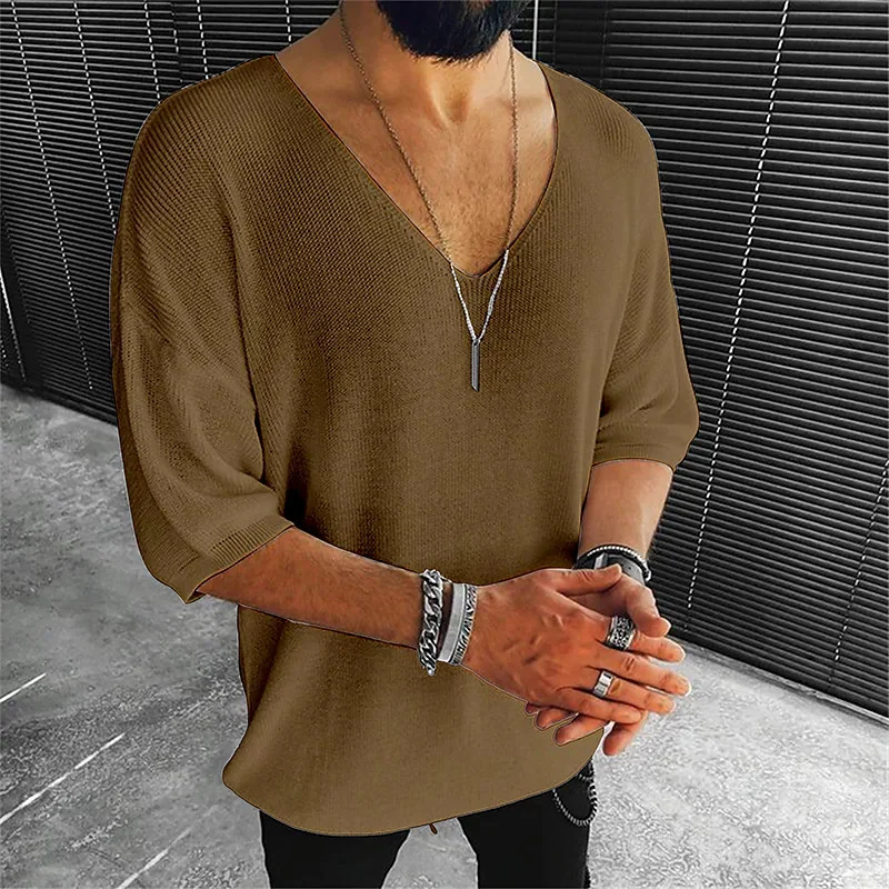 Wongn Wongn Men's Wear Summer And Fall Short-Sleeved Top Fashion Casual V-Neck Sweater Men's T-Shirt