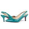 Women's 60mm Kitten Heel Slingback Red Bottom Pumps Patent Wedding Shoes