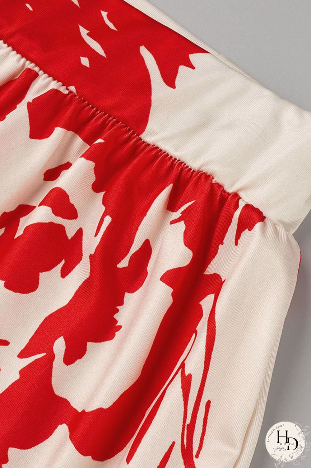 Red Casual Print Patchwork Oblique Collar Long Sleeve Two Pieces