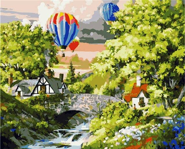 

Balloons Over Village – Paint By Numbers - 40*50CM, 501 Original