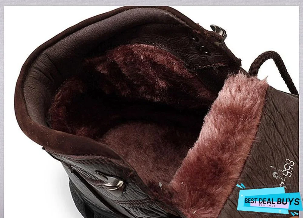 Men's Boots High Quality Super Warm Winter Footwear Men Snow Boots Genuine Leather Men Shoes Men Military Fur Boots