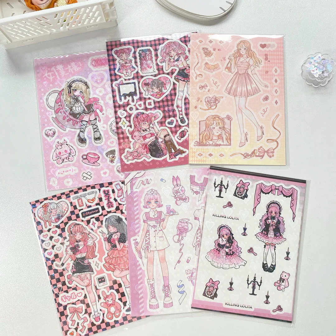 Cool Girl Laser Characters Stickers