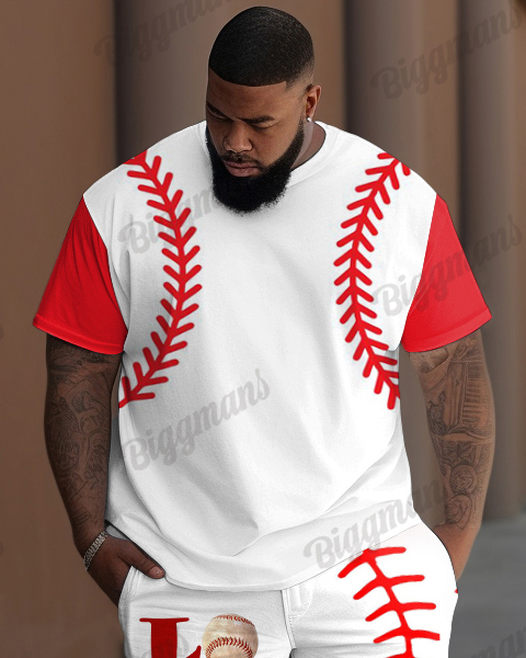 Men's Plus Size I Love Baseball Print Suit
