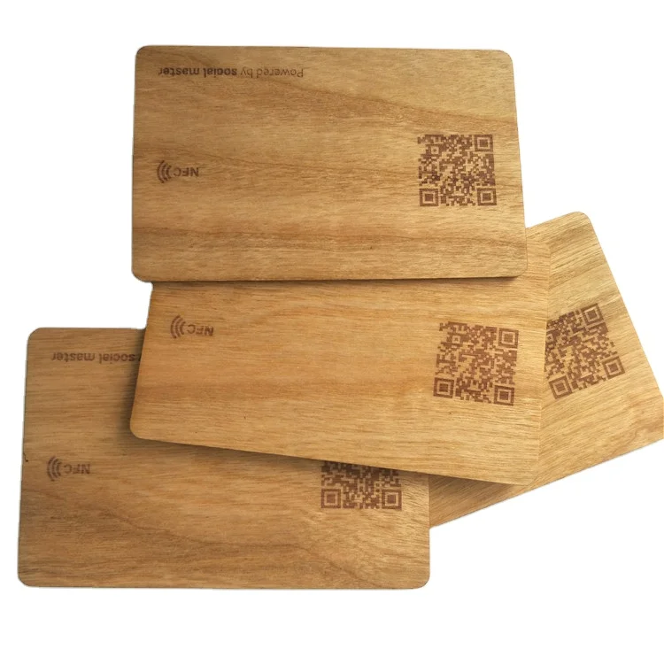 High quality 13.56MHZ S50 Custom Logo Print Cherry Bamboo Wooden rfid Card