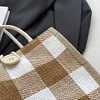 Classic Plaid Linen Daily Lunch Shopping Gift Bag
