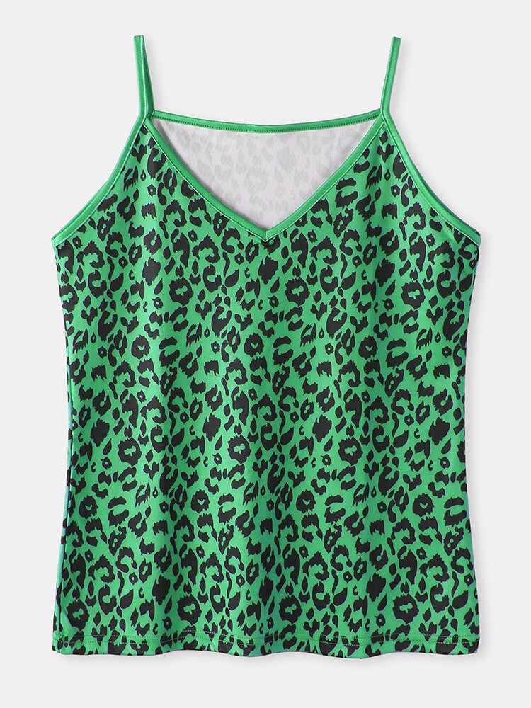 Leopard Print V neck Strap Sexy Cami For Women P1845531