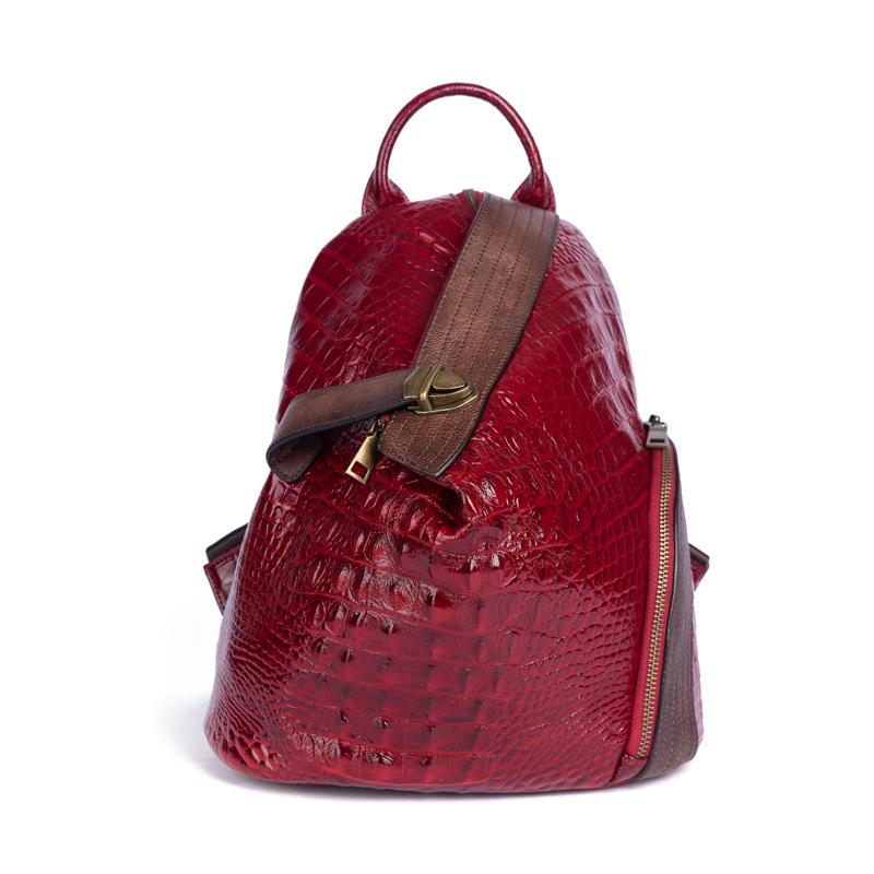Alligator print vintage leather backpack