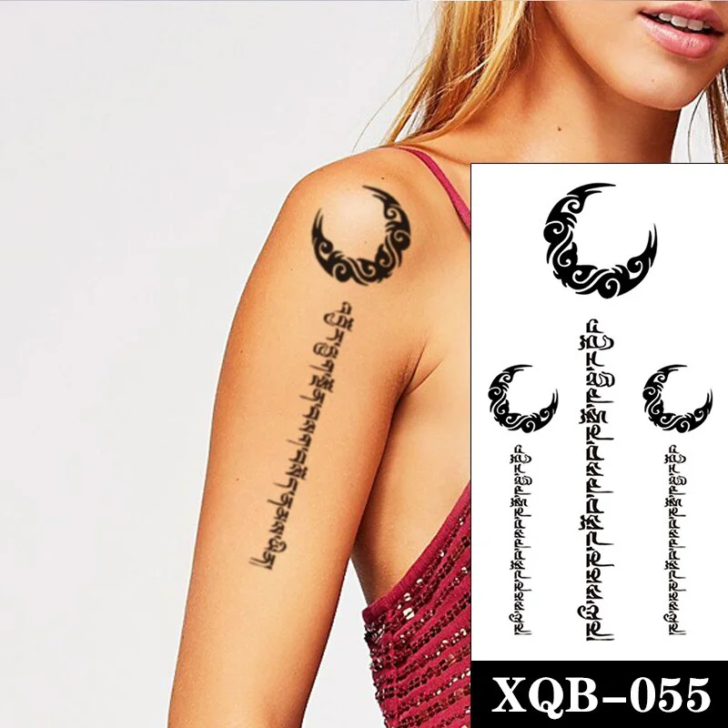 Life Tree Geometric Waterproof Temporary Tattoo Sticker Black Crow Lines Fake Tattoos Flash Tatoos Arm Body Art for Women Men