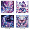 (4er Pack) Lila Schmetterling - speziell geformtes Diamond Painting - 30*30cm