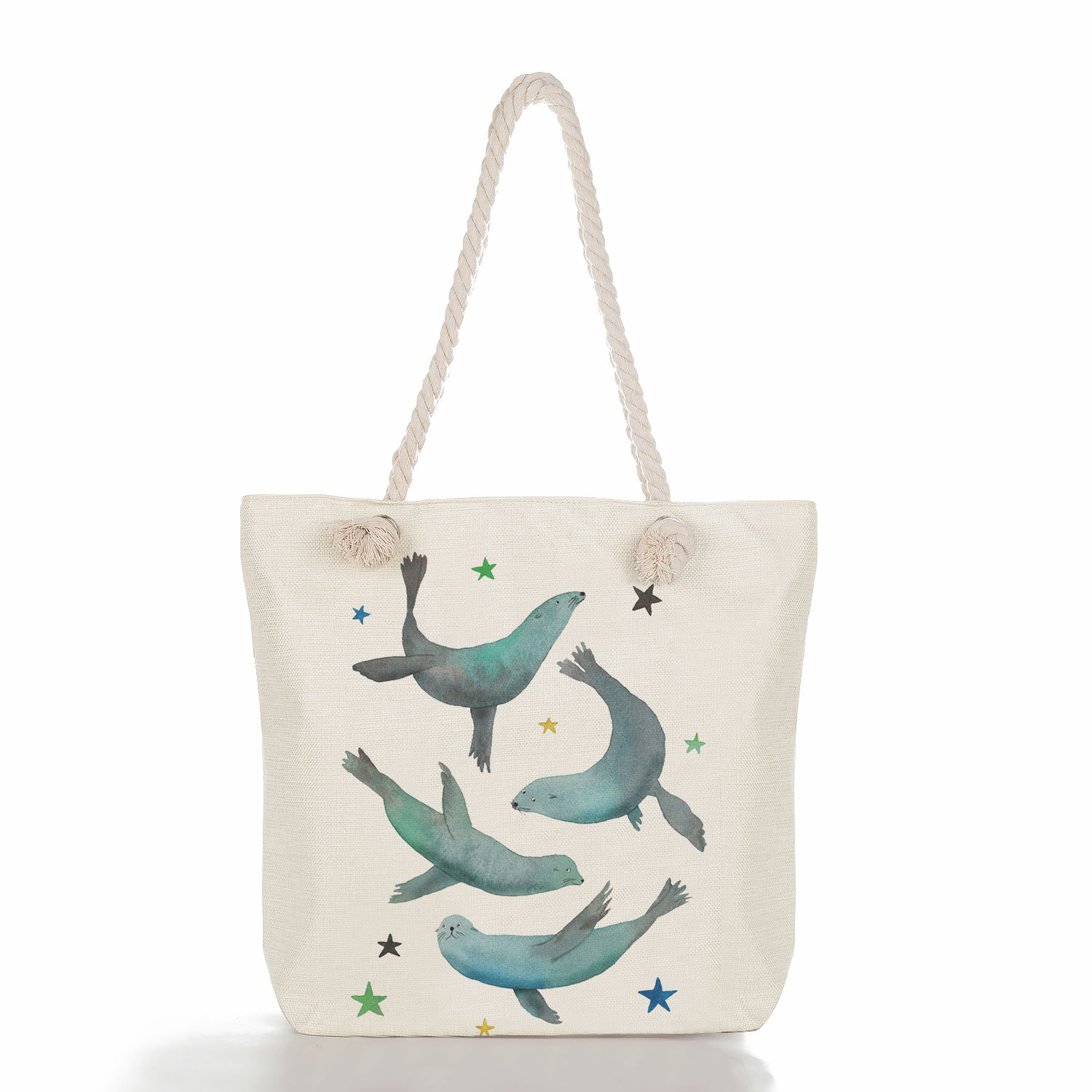 Ocean Print Lino Art Tote Bag