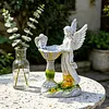 Solar Powered Garden Statue with RGB Light Hand Paint Lawn Ornament Waterproof Solar Fairy Decoration Statue for Patio Lawn Yard Outdoor Decor