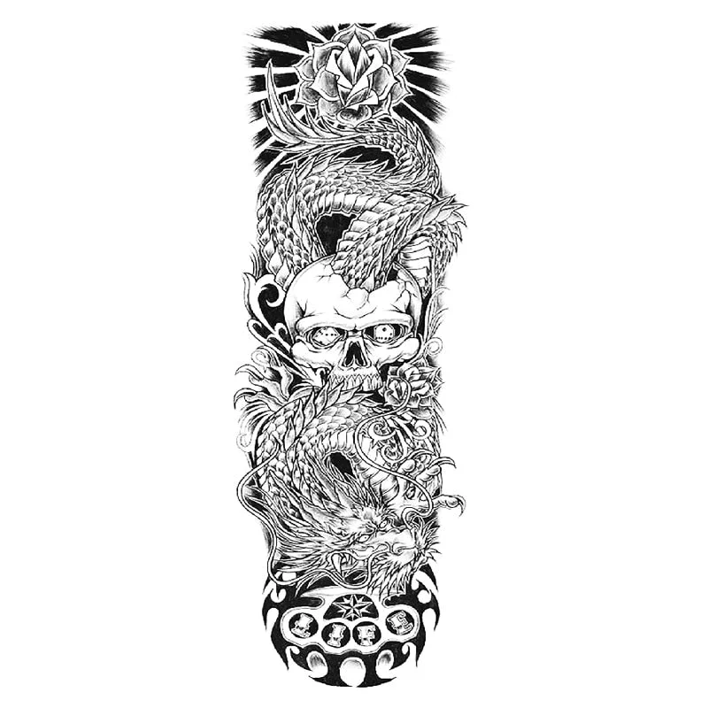 Body Art Arm Fake Sleeve Tattoos For Men Waterproof Wolf Tiger Chinese Dragon Sticker Temporary Fox Tattoo Waterproof Sleeves 303