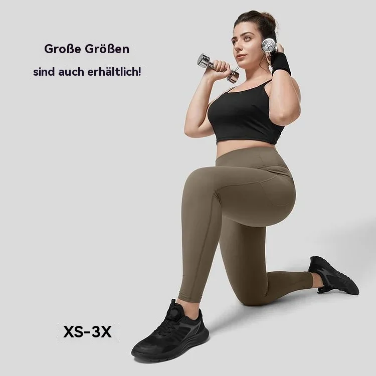 Hochgeschnittene, figurformende Leggings mit Bauchkontrolle und Seitentaschen