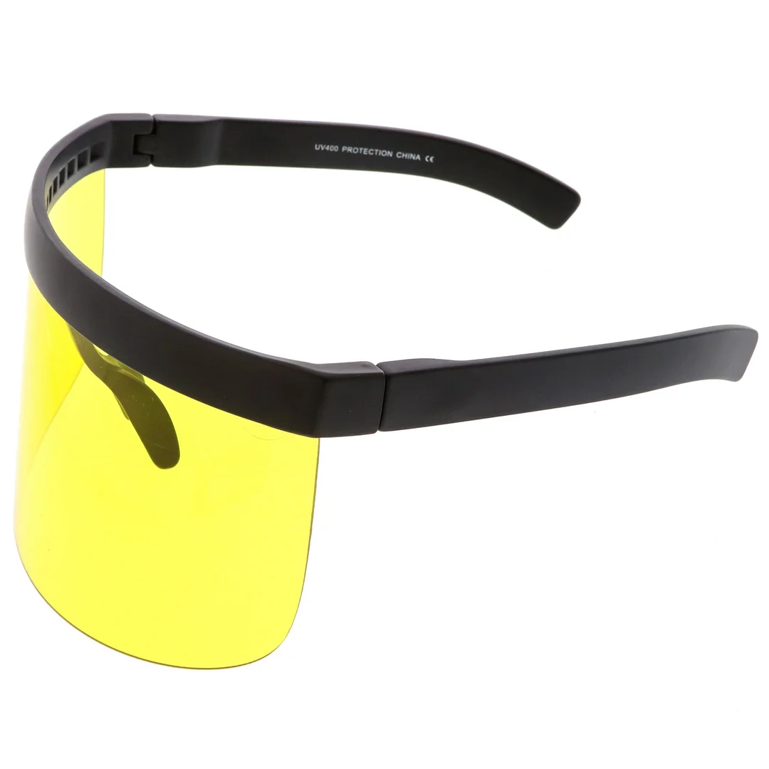 Futuristic Oversize Shield Visor glasses With Flat Top Colored Mono Lens 172mm