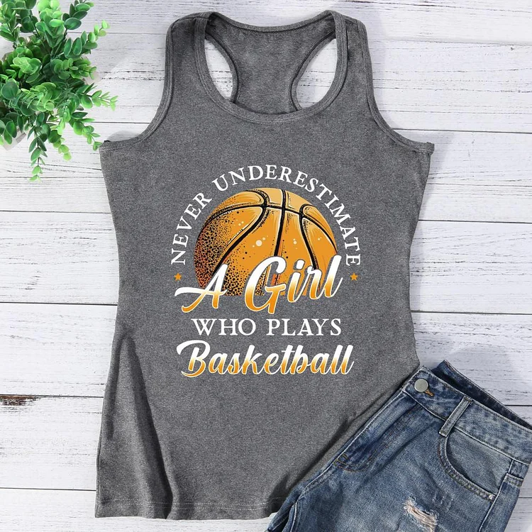 Never Underestimate A Girl Who Plays Basketball Vest Top-Annaletters