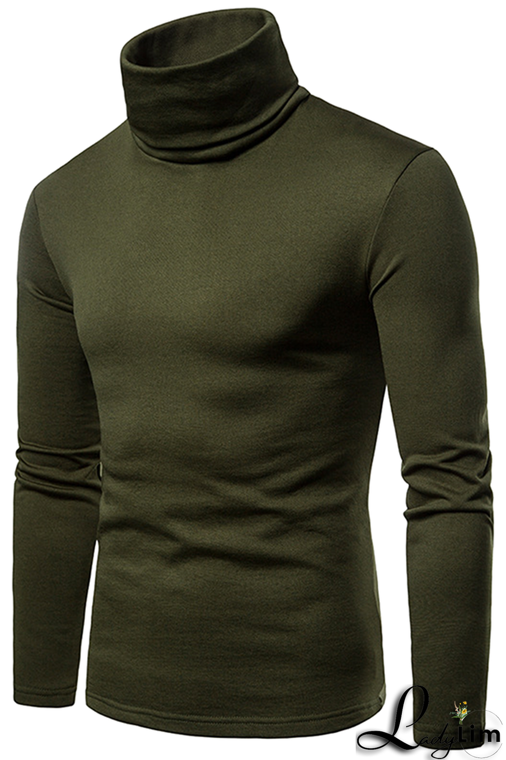 Navy Blue Fashion Casual Solid Split Joint Basic Turtleneck Tops