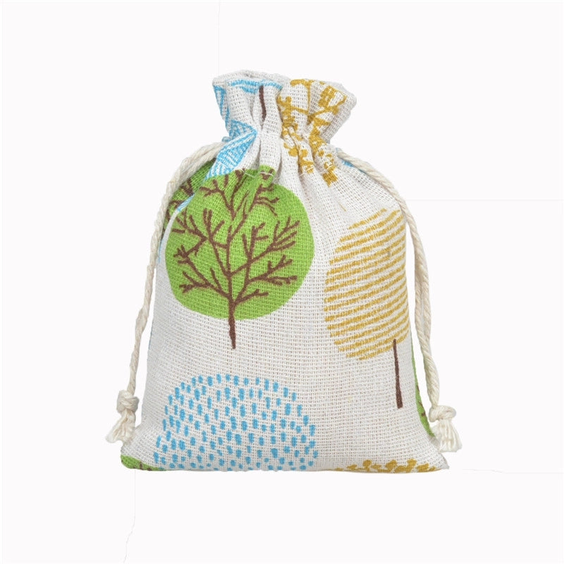 Printed Cotton Bag Cotton And Linen Drawstring Cloth Bag Mosquito Repellent Packaging Bag Jewelry Gift Storage Pastoral Style Small Bag