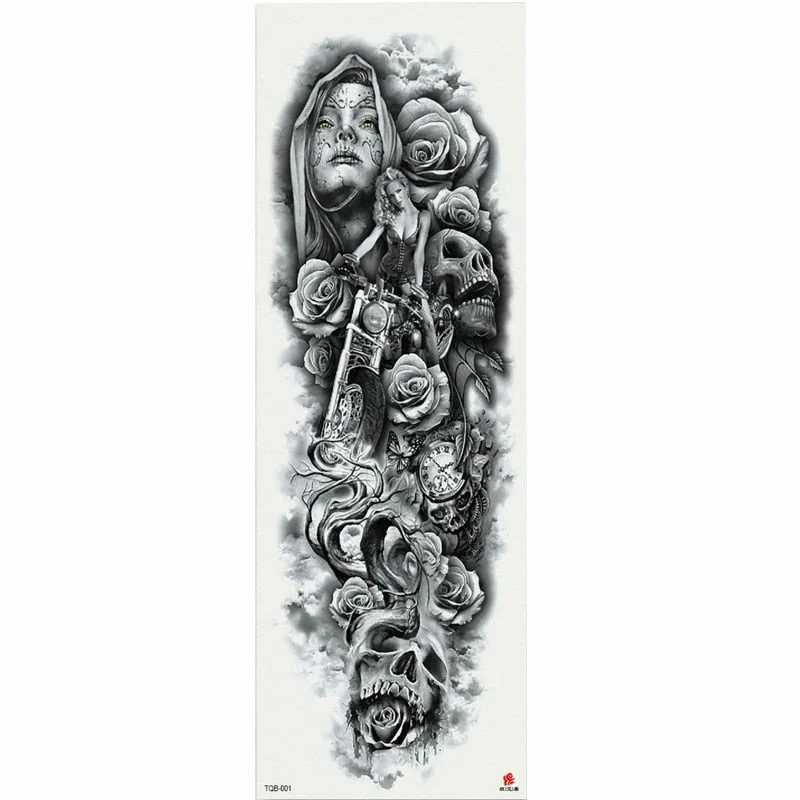 1 Piece Temporary Tattoo Sticker Moon tree rose flower pattern Full Flower Tattoo with Arm Body Art Big Large Fake Tattoo