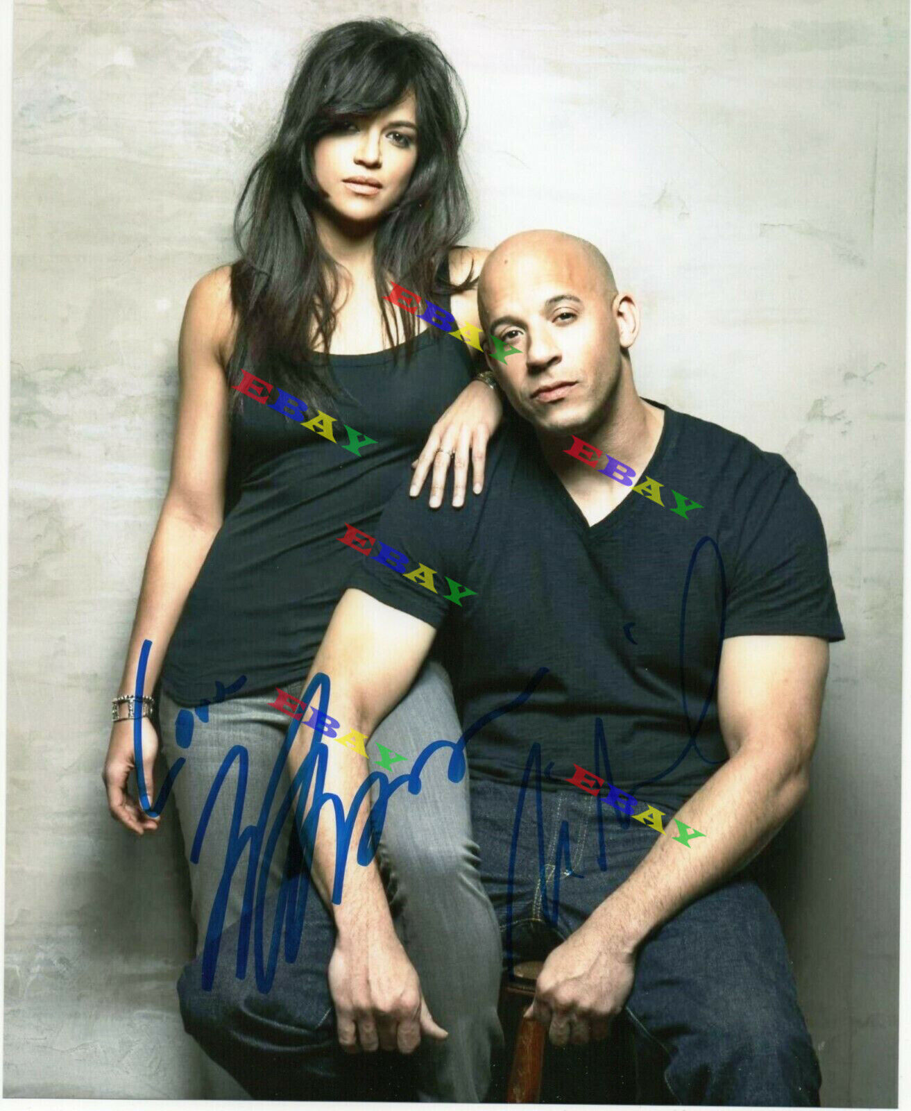 Vin Diesel & Michelle Rodriguez Autographed Signed Photo Poster painting Reprint