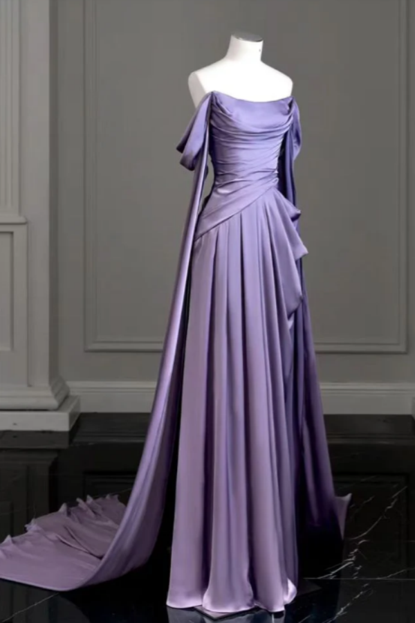 Oknass Off the Shoulder Strapless Sleeveless Long Prom Dress With Pleated