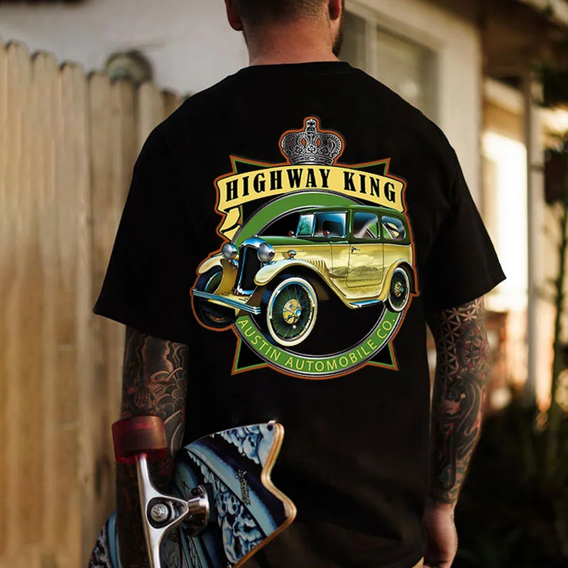 HIGHWAY KING Classic Car Print Men's T-shirt