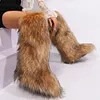 Women's Winter Trendy Y2K Faux Raccoon Fur Long Knee Snow Boots