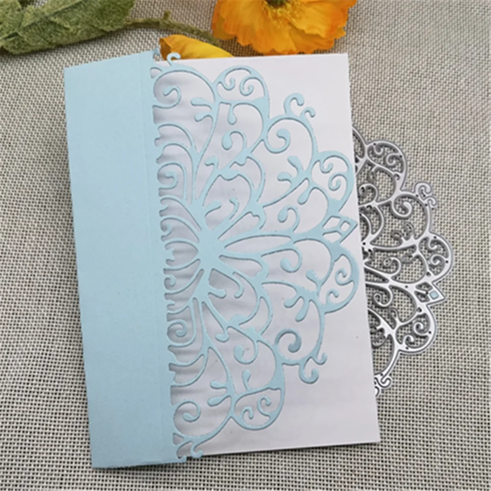 Nigikala Lace Fan shape Metal Cutting Dies Stencil Scrapbooking Photo Album Card Paper Embossing Craft DIY