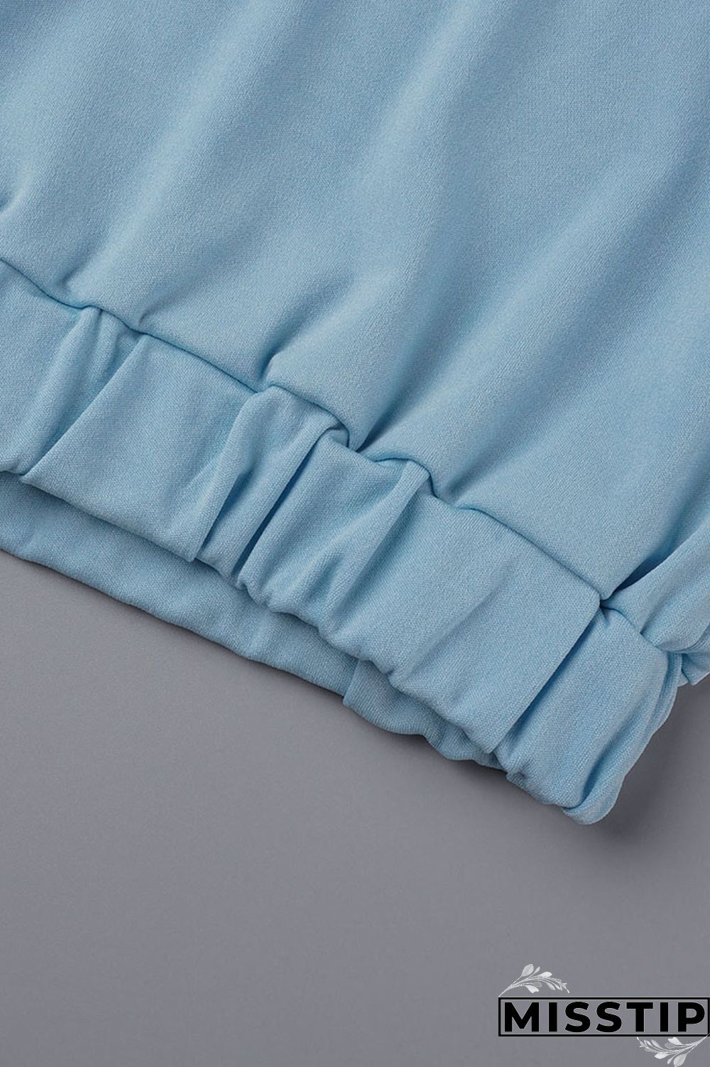 Blue Casual Solid Basic U Neck Long Sleeve Two Pieces