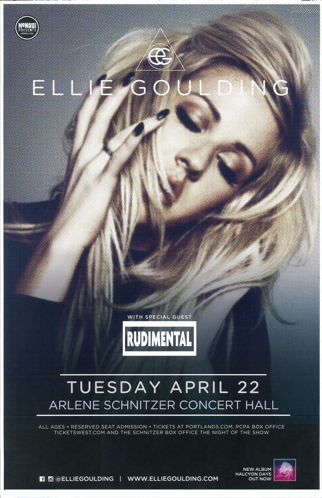 ELLIE GOULDING 2014 Gig POSTER Portland Oregon Concert