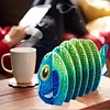 Gr&uuml;ner Fisch 5d DIY Tiermuster Diamantmaler-Untersetzer mit Halter Startseite