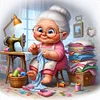 Happy Old Lady Doing Sewing-11CT Stamped Cross Stitch 45*45cm/17.72*17.72in