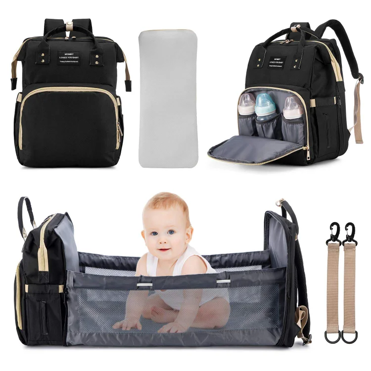 3 in 1 Diaper Bag Backpack Travel Bassinet Portable Baby Bed