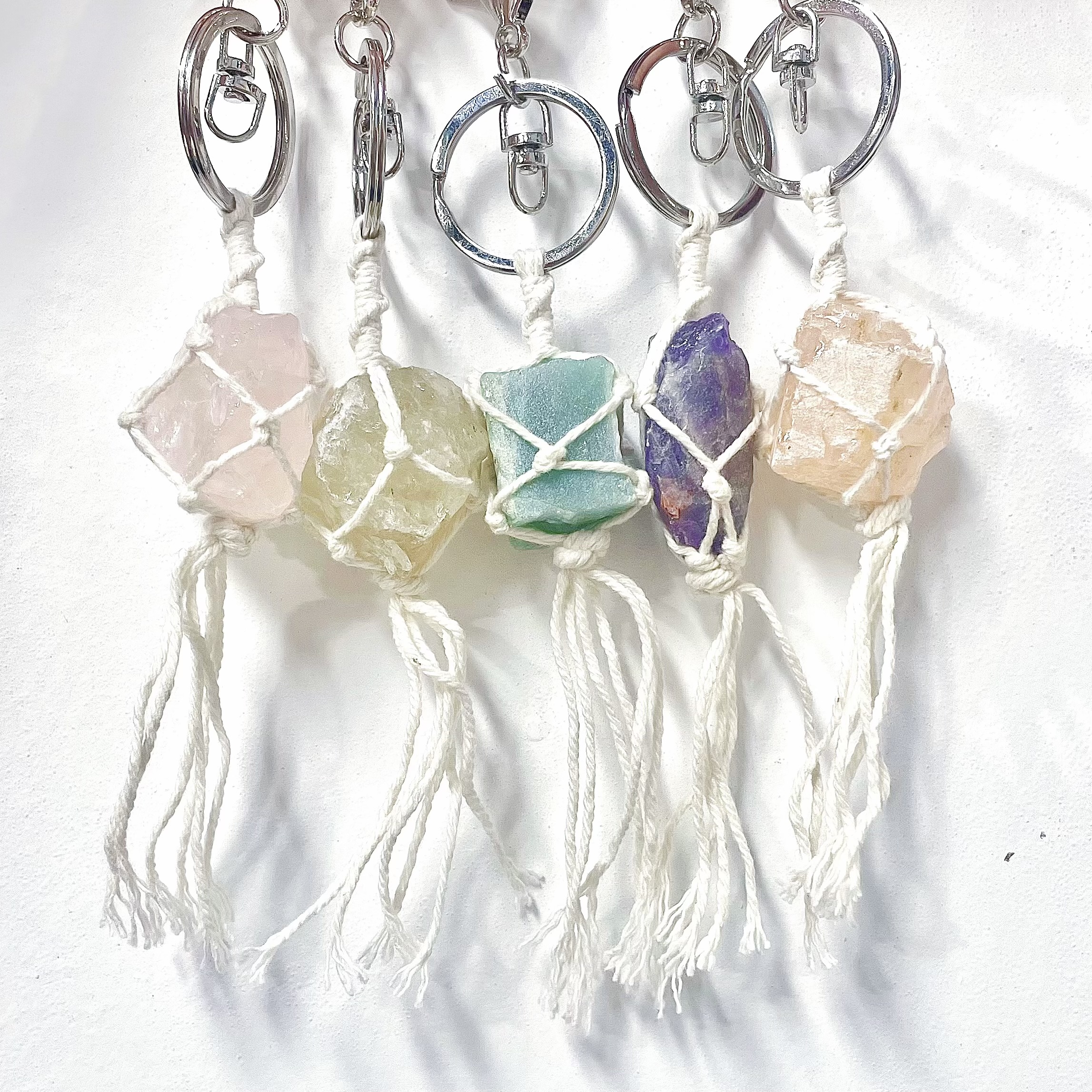 Crystal Raw Stone Keychain