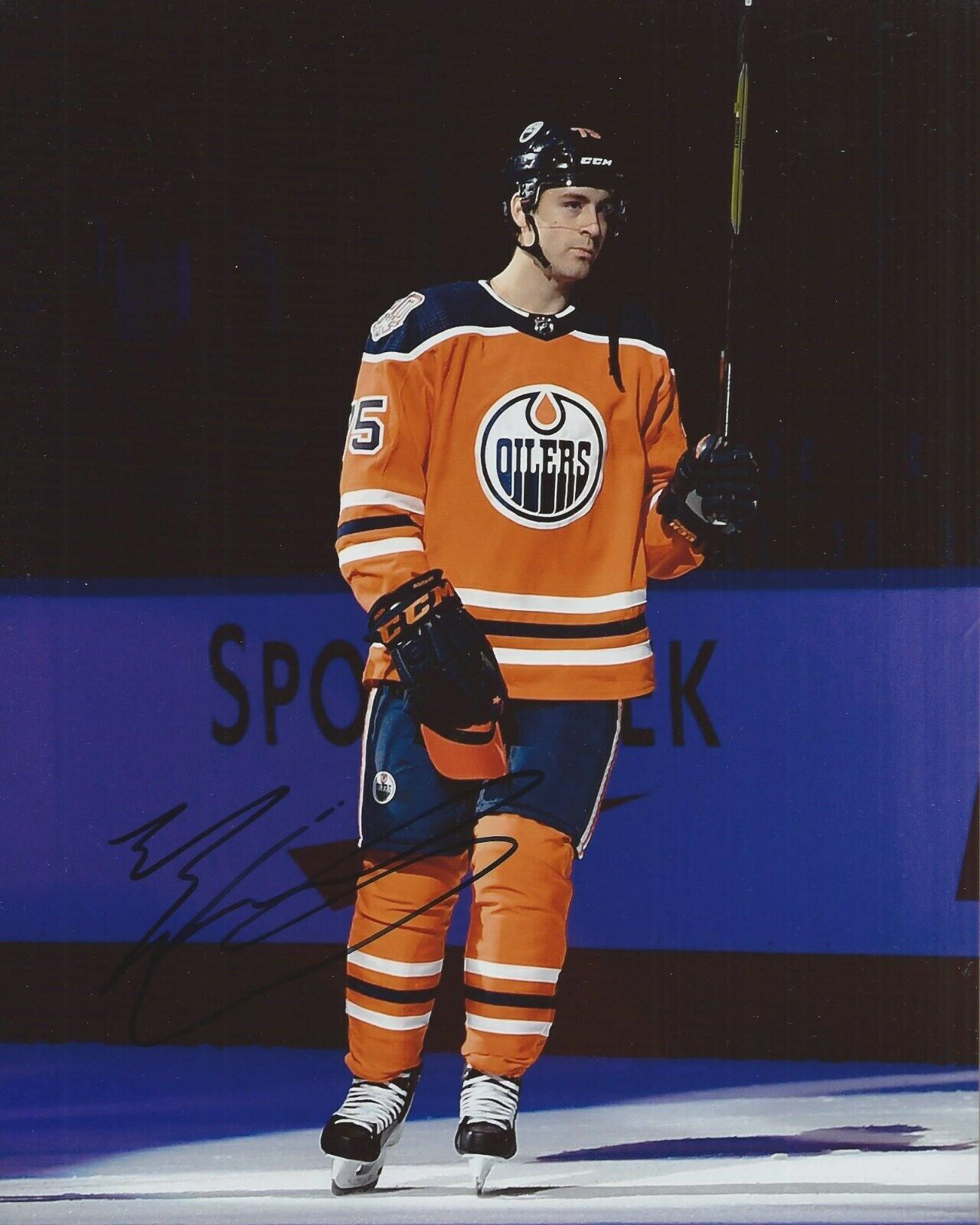 Evan Bouchard Signed 8x10 Photo Poster painting Edmonton Oilers Autographed COA D